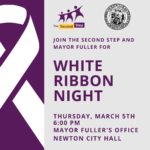 An invitation for The Second Step's White Ribbon Night event